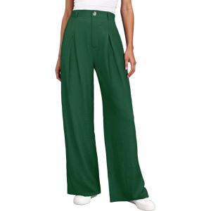image:imageANRABESS Women Wide Leg Dress Pants 2026 Summer High Waisted Business Casual Work Trousers Dressy Office Palazzo Pants SlacksGreen Forest