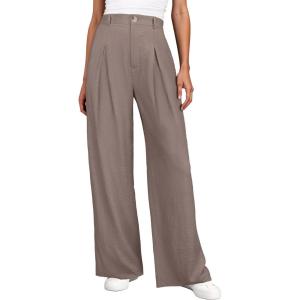 image:imageANRABESS Women Wide Leg Dress Pants 2026 Summer High Waisted Business Casual Work Trousers Dressy Office Palazzo Pants SlacksLight Brown