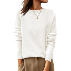 image:imageANRABESS Womens 100 Wool Sweaters Crewneck Long Sleeve Work Business Casual Basic Sweater Tops 2026 Fall OutfitsBeige