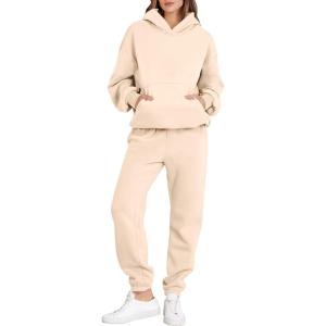 image:imageANRABESS Womens 2 Piece Outfits Lounge Hoodie Oversized Sweatshirt Jogger Sweatpants Y2K Tracksuit Sweatsuit Set Fall ClothesApricot