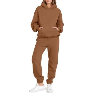 image:imageANRABESS Womens 2 Piece Outfits Lounge Hoodie Oversized Sweatshirt Jogger Sweatpants Y2K Tracksuit Sweatsuit Set Fall ClothesBurnt Orange Brown