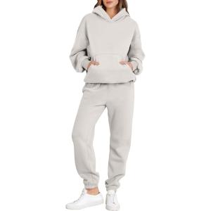 image:imageANRABESS Womens 2 Piece Outfits Lounge Hoodie Oversized Sweatshirt Jogger Sweatpants Y2K Tracksuit Sweatsuit Set Fall ClothesGrey