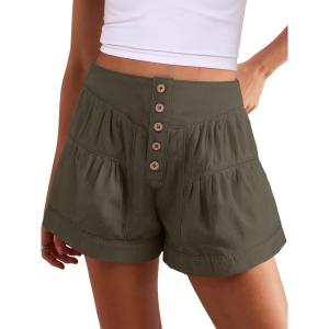 image:imageANRABESS Womens Denim Shorts Summer Baggy High Waisted Flowy Wide Leg Buttons Pleated Casual Jean Shorts 2026 Fashion SkortsArmy Green