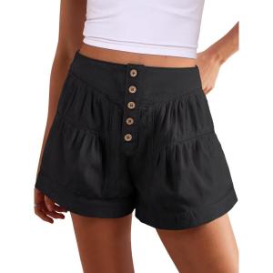 image:imageANRABESS Womens Denim Shorts Summer Baggy High Waisted Flowy Wide Leg Buttons Pleated Casual Jean Shorts 2026 Fashion SkortsBlack