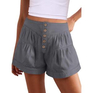 image:imageANRABESS Womens Denim Shorts Summer Baggy High Waisted Flowy Wide Leg Buttons Pleated Casual Jean Shorts 2026 Fashion SkortsLight Grey
