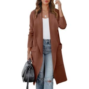 image:imageANRABESS Womens Long Cardigan Sweater 2025 Fall Fashion Casual Oversized Knit Open Front Coatigan Jacket Coat OutfitsCoffee