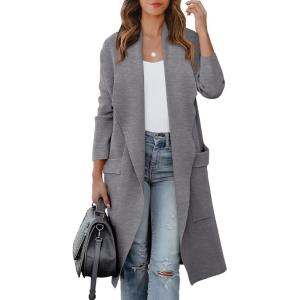 image:imageANRABESS Womens Long Cardigan Sweater 2025 Fall Fashion Casual Oversized Knit Open Front Coatigan Jacket Coat OutfitsGray