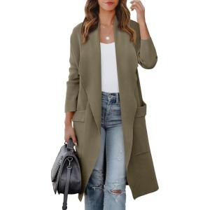 image:imageANRABESS Womens Long Cardigan Sweater 2025 Fall Fashion Casual Oversized Knit Open Front Coatigan Jacket Coat OutfitsKhaki Brown