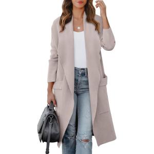 image:imageANRABESS Womens Long Cardigan Sweater 2025 Fall Fashion Casual Oversized Knit Open Front Coatigan Jacket Coat OutfitsLight Khaki