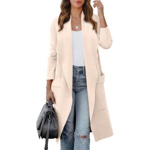 image:imageANRABESS Womens Long Cardigan Sweater 2025 Fall Fashion Casual Oversized Knit Open Front Coatigan Jacket Coat OutfitsLight Pink