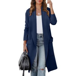 image:imageANRABESS Womens Long Cardigan Sweater 2025 Fall Fashion Casual Oversized Knit Open Front Coatigan Jacket Coat OutfitsNavy Blue