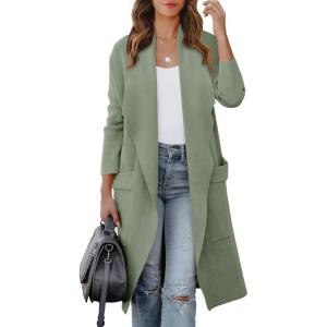image:imageANRABESS Womens Long Cardigan Sweater 2025 Fall Fashion Casual Oversized Knit Open Front Coatigan Jacket Coat OutfitsOlive