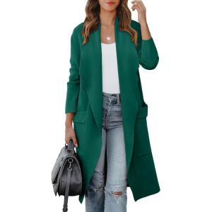 image:imageANRABESS Womens Long Cardigan Sweater 2025 Fall Fashion Casual Oversized Knit Open Front Coatigan Jacket Coat OutfitsOpal Green