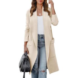 image:imageANRABESS Womens Long Cardigan Sweater 2025 Fall Fashion Casual Oversized Knit Open Front Coatigan Jacket Coat OutfitsParchment