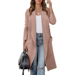 image:imageANRABESS Womens Long Cardigan Sweater 2025 Fall Fashion Casual Oversized Knit Open Front Coatigan Jacket Coat OutfitsPeach Khaki