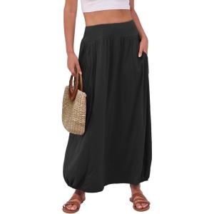 image:imageANRABESS Womens Maxi Skirt Summer Trendy High Waisted Boho Flowy Long Skirts 2026 Spring Fashion Beach Vacation ClothesBlack