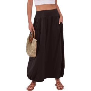 image:imageANRABESS Womens Maxi Skirt Summer Trendy High Waisted Boho Flowy Long Skirts 2026 Spring Fashion Beach Vacation ClothesBrown