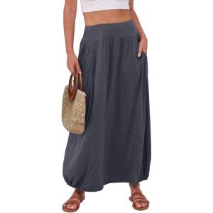 image:imageANRABESS Womens Maxi Skirt Summer Trendy High Waisted Boho Flowy Long Skirts 2026 Spring Fashion Beach Vacation ClothesDark Grey