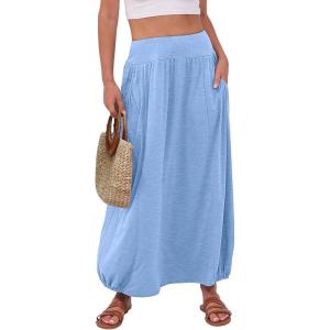 image:imageANRABESS Womens Maxi Skirt Summer Trendy High Waisted Boho Flowy Long Skirts 2026 Spring Fashion Beach Vacation ClothesLight Blue