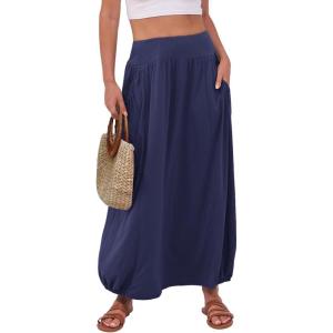 image:imageANRABESS Womens Maxi Skirt Summer Trendy High Waisted Boho Flowy Long Skirts 2026 Spring Fashion Beach Vacation ClothesNavy Blue