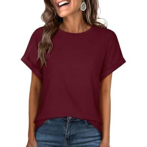 image:imageANRABESS Womens Oversized Short Sleeve T ShirtsBurgundy