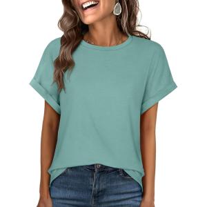 image:imageANRABESS Womens Oversized Short Sleeve T ShirtsCadet Blue