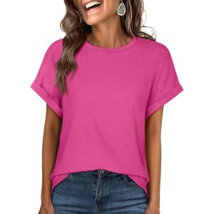 image:imageANRABESS Womens Oversized Short Sleeve T ShirtsHot Pink