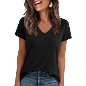 image:imageANRABESS Womens Tops Short Sleeve V Neck Shirts Summer Basic Tee Trendy Cute Tshirts 2026 Spring Casual OutfitsBlack