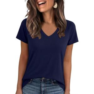image:imageANRABESS Womens Tops Short Sleeve V Neck Shirts Summer Basic Tee Trendy Cute Tshirts 2026 Spring Casual OutfitsDeep Royal Blue