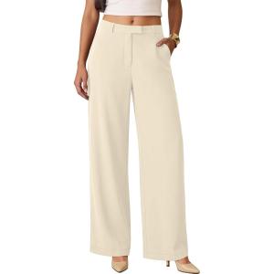 image:imageANRABESS Womens Wide Leg Business Casual Pants 2026 High Elastic Waisted Loose Fit Work Office Trousers Slacks OutfitsApricot