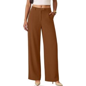 image:imageANRABESS Womens Wide Leg Business Casual Pants 2026 High Elastic Waisted Loose Fit Work Office Trousers Slacks OutfitsCaramel