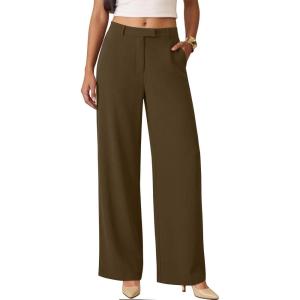 image:imageANRABESS Womens Wide Leg Business Casual Pants 2026 High Elastic Waisted Loose Fit Work Office Trousers Slacks OutfitsCoffee