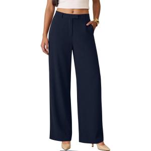 image:imageANRABESS Womens Wide Leg Business Casual Pants 2026 High Elastic Waisted Loose Fit Work Office Trousers Slacks OutfitsNavy Blue
