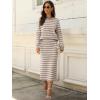 image:imageANRABESS 2 Piece Skirts Sets For Women Fall Fashion 2025 Striped Sweater Midi Dress Knit Lounge Travel Outfits Winter ClothesAlmond White