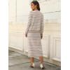 image:imageANRABESS 2 Piece Skirts Sets For Women Fall Fashion 2025 Striped Sweater Midi Dress Knit Lounge Travel Outfits Winter ClothesAlmond White