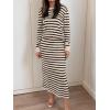 image:imageANRABESS 2 Piece Skirts Sets For Women Fall Fashion 2025 Striped Sweater Midi Dress Knit Lounge Travel Outfits Winter ClothesBeige Black