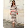 image:imageANRABESS 2 Piece Skirts Sets For Women Fall Fashion 2025 Striped Sweater Midi Dress Knit Lounge Travel Outfits Winter ClothesBeige Black Red