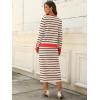 image:imageANRABESS 2 Piece Skirts Sets For Women Fall Fashion 2025 Striped Sweater Midi Dress Knit Lounge Travel Outfits Winter ClothesBeige Black Red