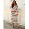 image:imageANRABESS 2 Piece Skirts Sets For Women Fall Fashion 2025 Striped Sweater Midi Dress Knit Lounge Travel Outfits Winter ClothesBeige Black Red