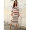 image:imageANRABESS 2 Piece Skirts Sets For Women Fall Fashion 2025 Striped Sweater Midi Dress Knit Lounge Travel Outfits Winter ClothesBeige Black Red