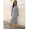 image:imageANRABESS 2 Piece Skirts Sets For Women Fall Fashion 2025 Striped Sweater Midi Dress Knit Lounge Travel Outfits Winter ClothesGrey White
