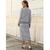 image:imageANRABESS 2 Piece Skirts Sets For Women Fall Fashion 2025 Striped Sweater Midi Dress Knit Lounge Travel Outfits Winter ClothesGrey White