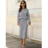image:imageANRABESS 2 Piece Skirts Sets For Women Fall Fashion 2025 Striped Sweater Midi Dress Knit Lounge Travel Outfits Winter ClothesGrey White