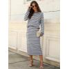 image:imageANRABESS 2 Piece Skirts Sets For Women Fall Fashion 2025 Striped Sweater Midi Dress Knit Lounge Travel Outfits Winter ClothesGrey White