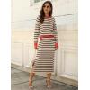 image:imageANRABESS 2 Piece Skirts Sets For Women Fall Fashion 2025 Striped Sweater Midi Dress Knit Lounge Travel Outfits Winter ClothesKhaki Black Red