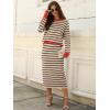 image:imageANRABESS 2 Piece Skirts Sets For Women Fall Fashion 2025 Striped Sweater Midi Dress Knit Lounge Travel Outfits Winter ClothesKhaki Black Red