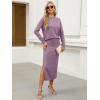 image:imageANRABESS 2 Piece Skirts Sets For Women Fall Fashion 2025 Striped Sweater Midi Dress Knit Lounge Travel Outfits Winter ClothesLight Purple