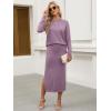 image:imageANRABESS 2 Piece Skirts Sets For Women Fall Fashion 2025 Striped Sweater Midi Dress Knit Lounge Travel Outfits Winter ClothesLight Purple
