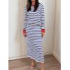 image:imageANRABESS 2 Piece Skirts Sets For Women Fall Fashion 2025 Striped Sweater Midi Dress Knit Lounge Travel Outfits Winter ClothesWhite Blue Red