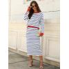 image:imageANRABESS 2 Piece Skirts Sets For Women Fall Fashion 2025 Striped Sweater Midi Dress Knit Lounge Travel Outfits Winter ClothesWhite Blue Red
